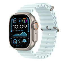 49mm Ice Blue Ocean Band Extension - Natural Titanium Finish