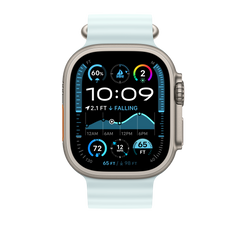 49mm Ice Blue Ocean Band - Natural Titanium Finish