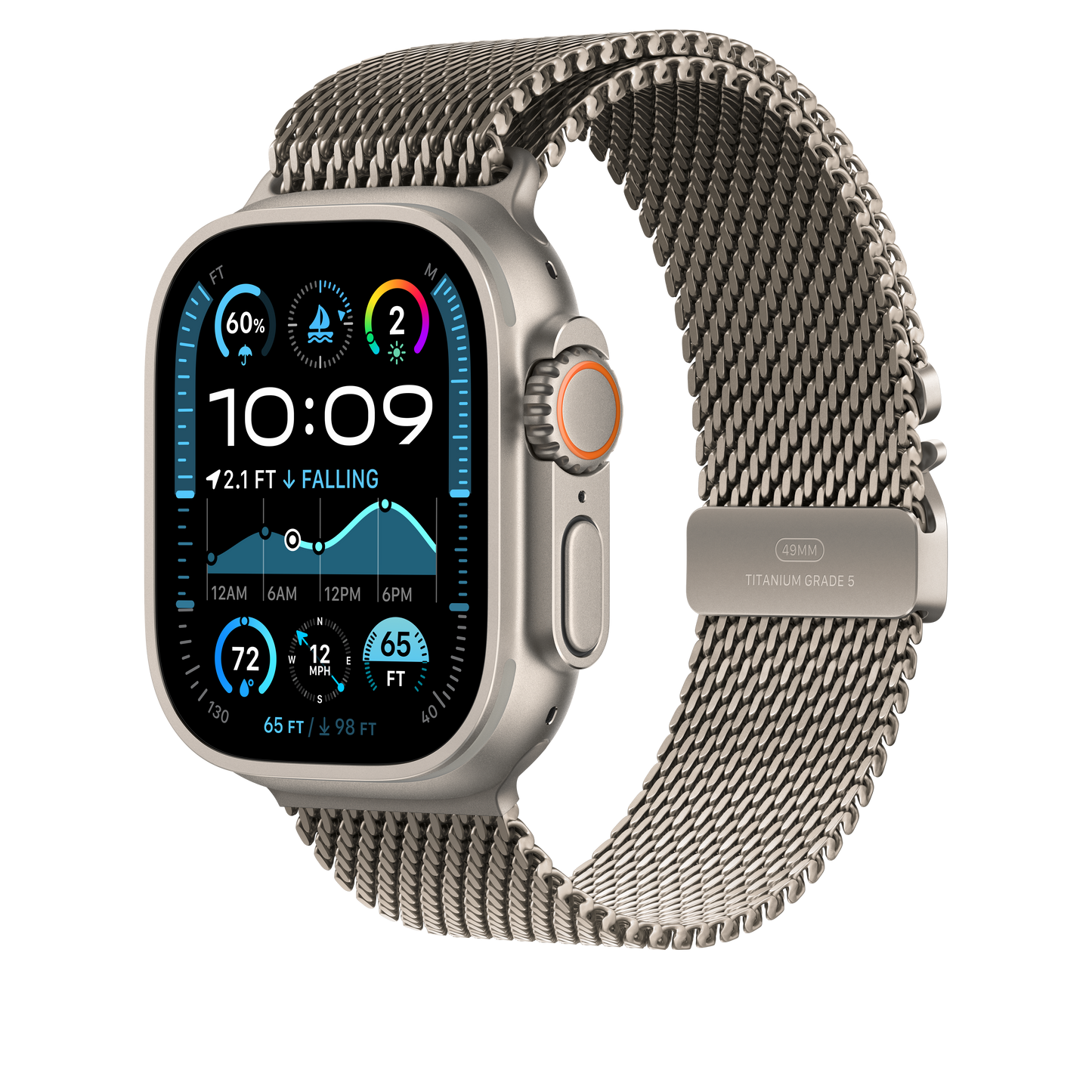 49mm Natural Titanium Milanese Loop - Large