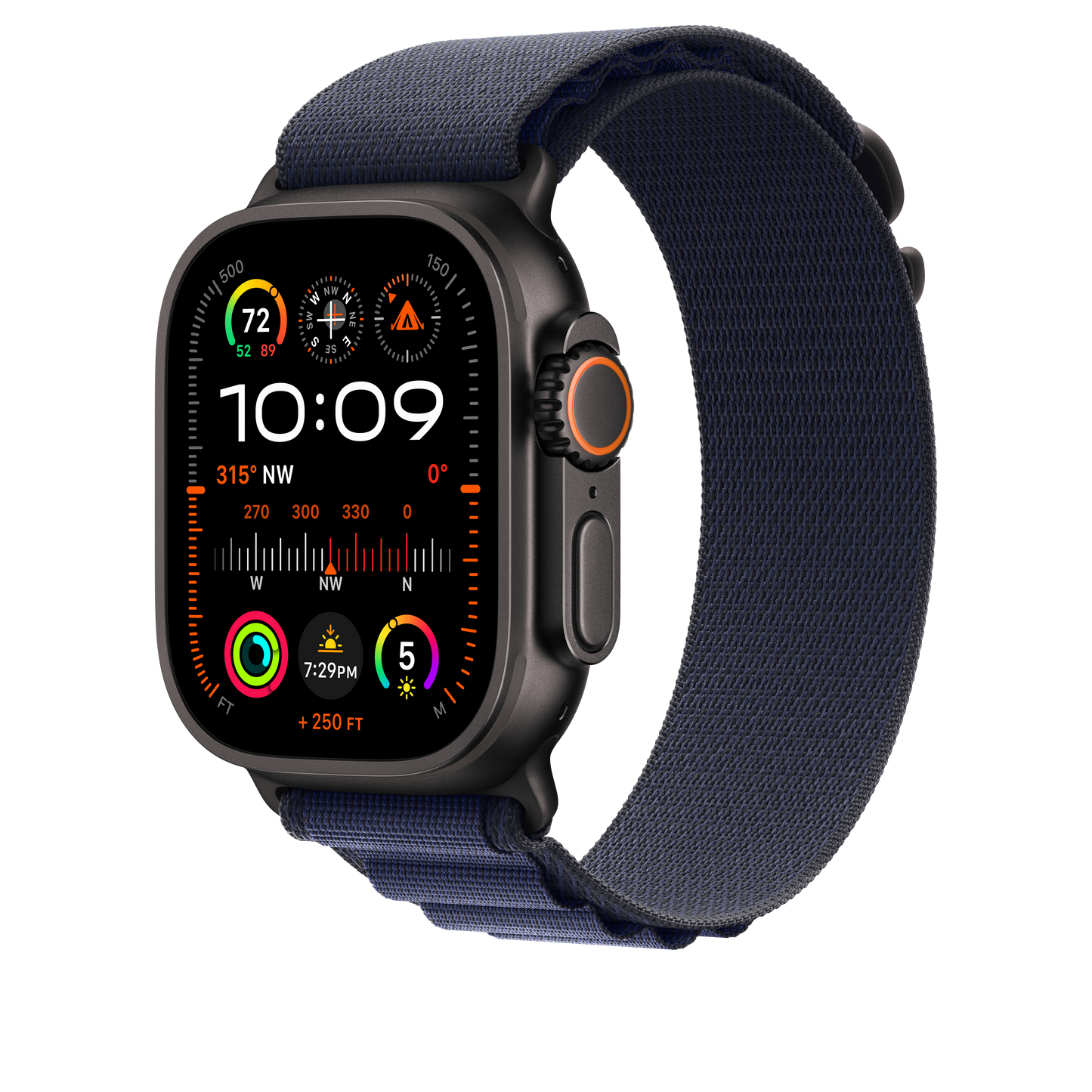 49mm Navy Alpine Loop - Large - Black Titanium Finish