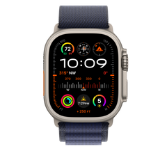 49mm Navy Alpine Loop - Large - Natural Titanium Finish