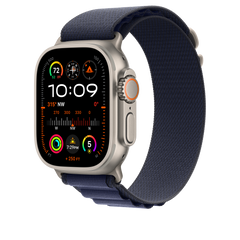 49mm Navy Alpine Loop - Medium - Natural Titanium Finish