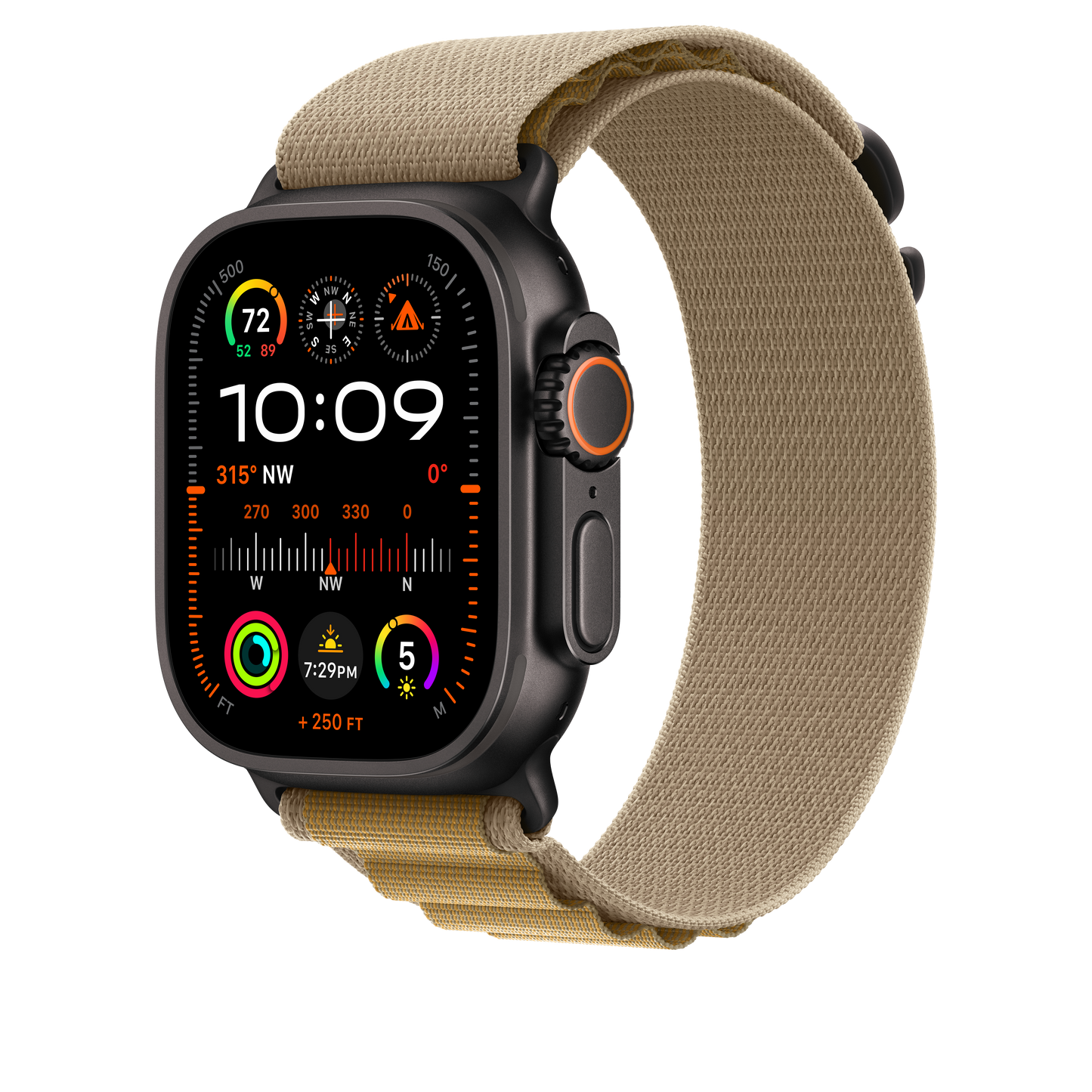 49mm Tan Alpine Loop - Large - Black Titanium Finish