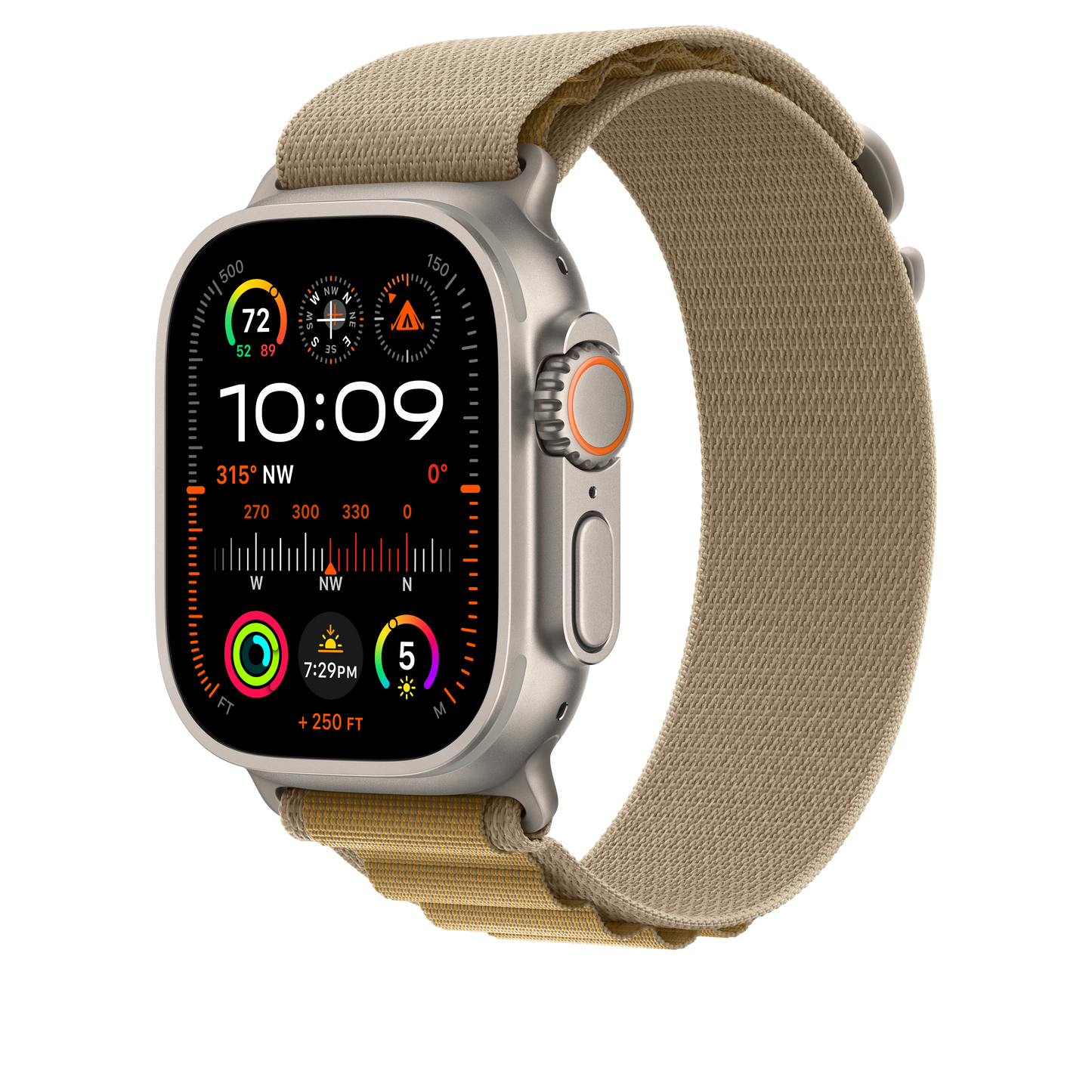 49mm Tan Alpine Loop - Large - Natural Titanium Finish