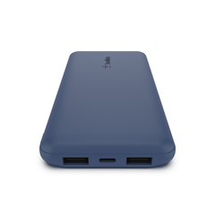 Belkin BOOST CHARGE 3-Port Power Bank 10K + USB-A to USB-C Cable, Blue
