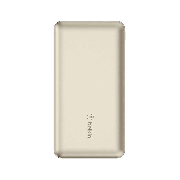 Belkin BOOST CHARGE 3-Port Power Bank 10K + USB-A to USB-C Cable, Gold