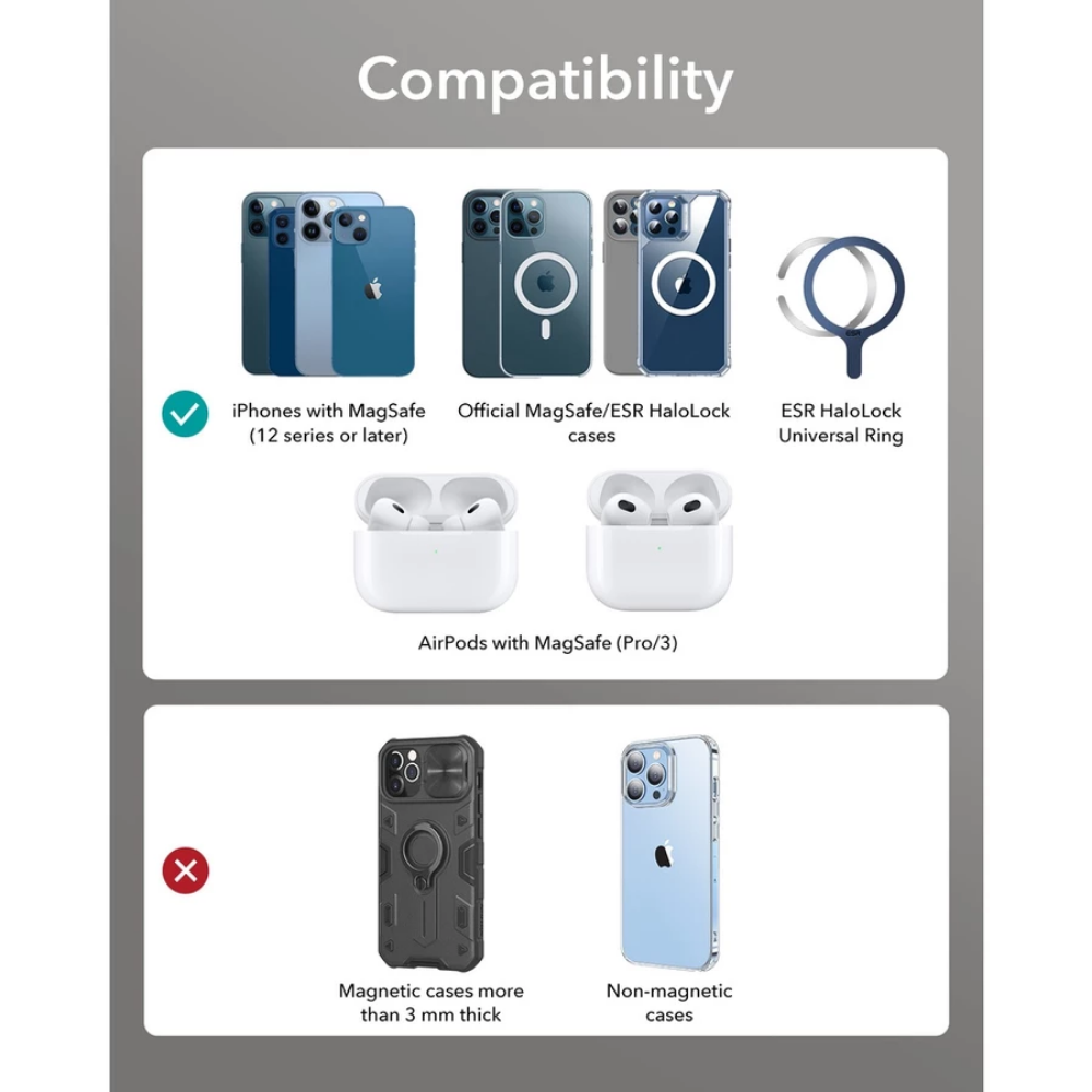 ESR HaloLock Wireless Power Bank Wallet - Black