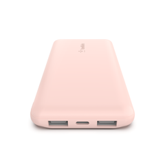 Belkin BOOST CHARGE 3-Port Power Bank 10K + USB-A to USB-C Cable, Rose Gold