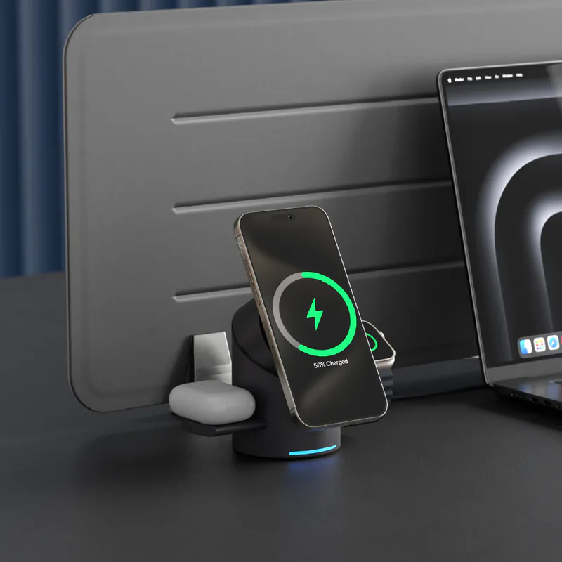 Adam Elements Mag Tube Qi2  3-in-1 Intelligent Charging Station