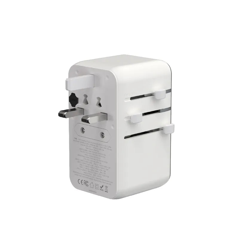 ADAM elements T70L 70W Universal Travel Adapter with Built-In USB-C Cable (White)