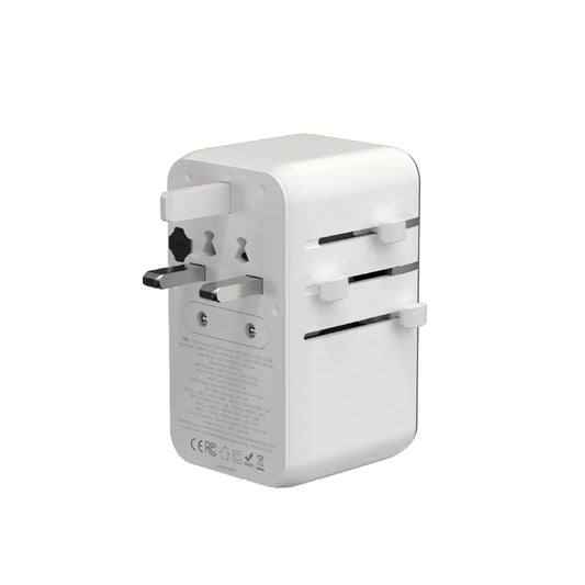 ADAM elements T70L 70W Universal Travel Adapter with Built-In USB-C Cable (White)