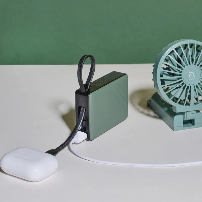 ADAM elements GRAVITY 30W Fast Charging Power Bank with Built-In Cable - Green