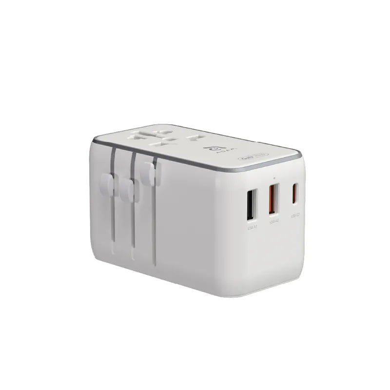 ADAM elements T70L 70W Universal Travel Adapter with Built-In USB-C Cable (White)