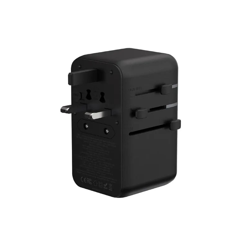 ADAM elements T70L 70W Universal Travel Adapter with Built-In USB-C Cable (Black)