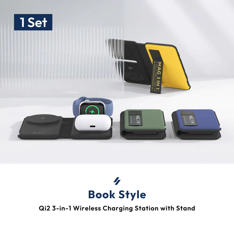 ADAM elements Mag Book Qi2 3-in-1 Wireless Charging Station with Stand (Black)