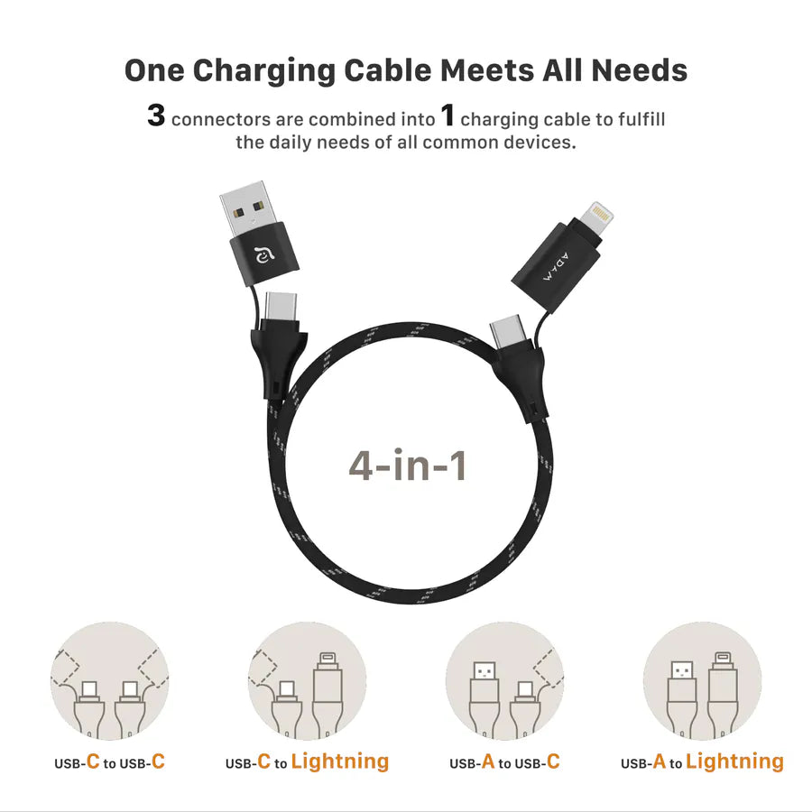 ADAM elements  PeAk MS401 4-in-1 60W Magnetic Charging Cable (Titanium)