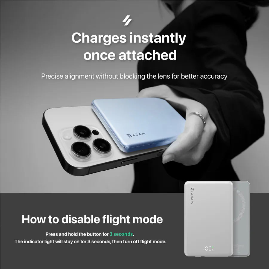 ADAM elements VIONTA L5 Ultra Slim Magnetic Wireless Charging Power Bank - 5000mAh (Silver)