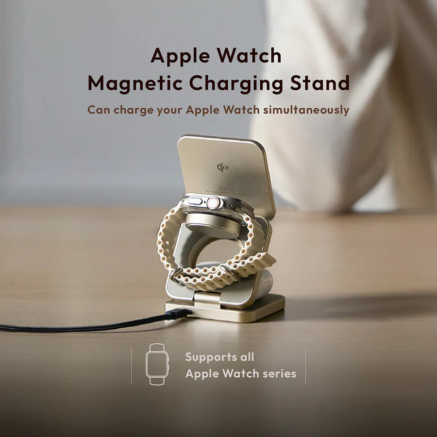 ADAM elements Mag 3 Pro Qi2 3-in-1 Foldable Travel Charging Station - Titanium