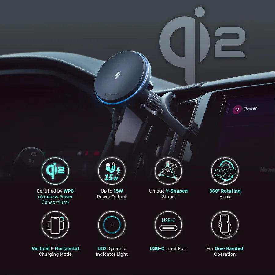 ADAM elements CQ2 Qi2 Magnetic Charging Car Mount