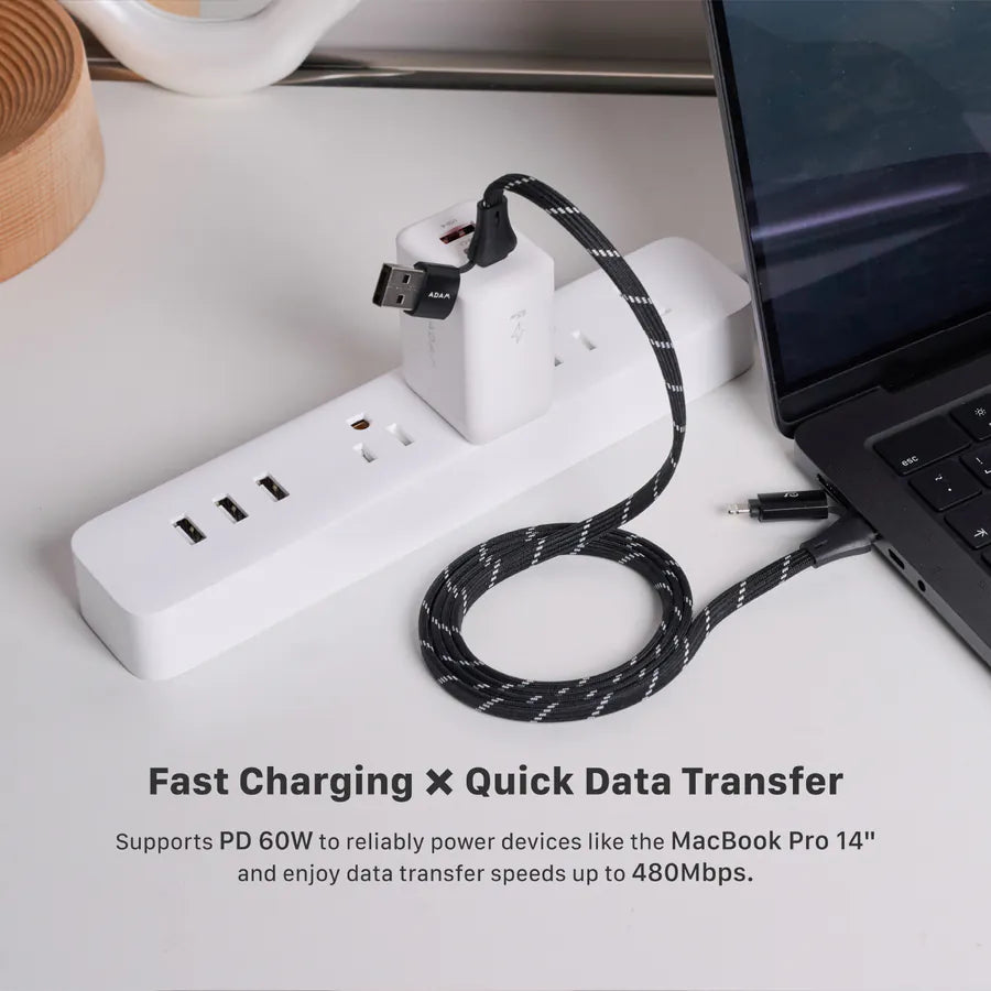 ADAM elements  PeAk MF401 4-in-1 60W Magnetic Flat Charging Cable (Titanium)