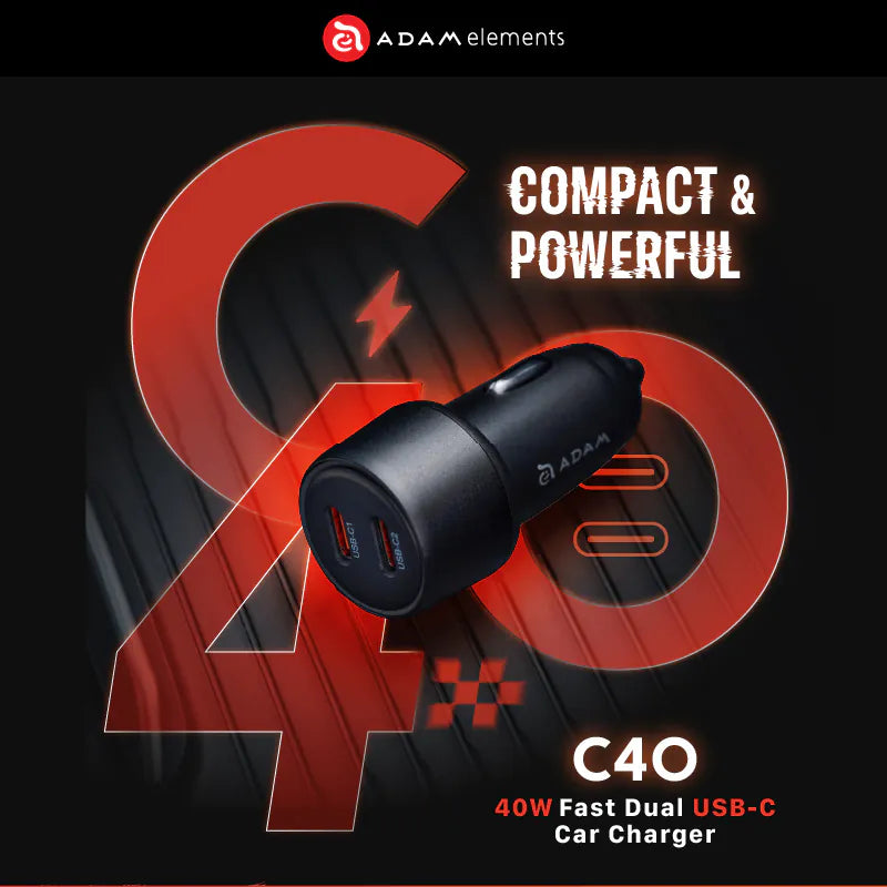 ADAM elements OMNIA C40 40W Fast Dual USB-C Car Charger