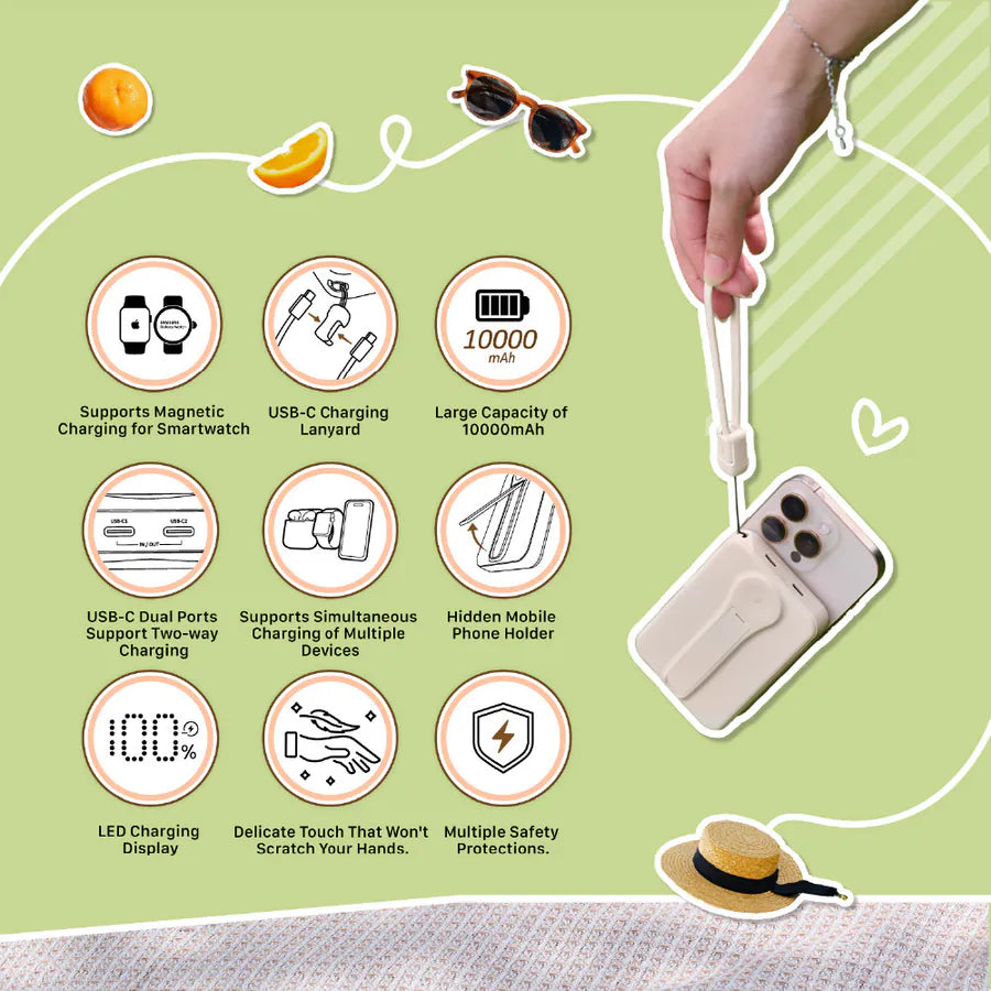 ADAM elements VIONTA C2 Pro 8-in-1 Magnetic Power Bank 10,000 mAh (Milk Tea)