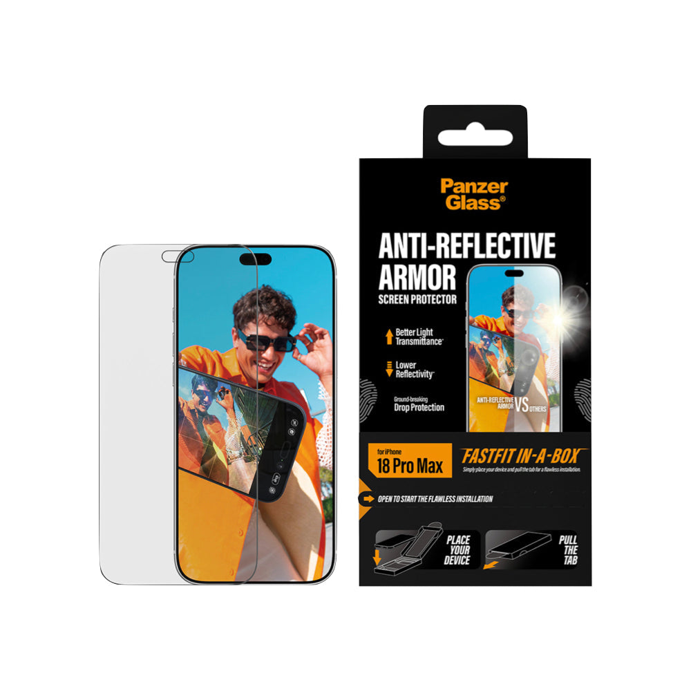 PanzerGlass Apple iPhone 18 Pro w. Fastfit In-A-Box - Anti-Reflective Armor