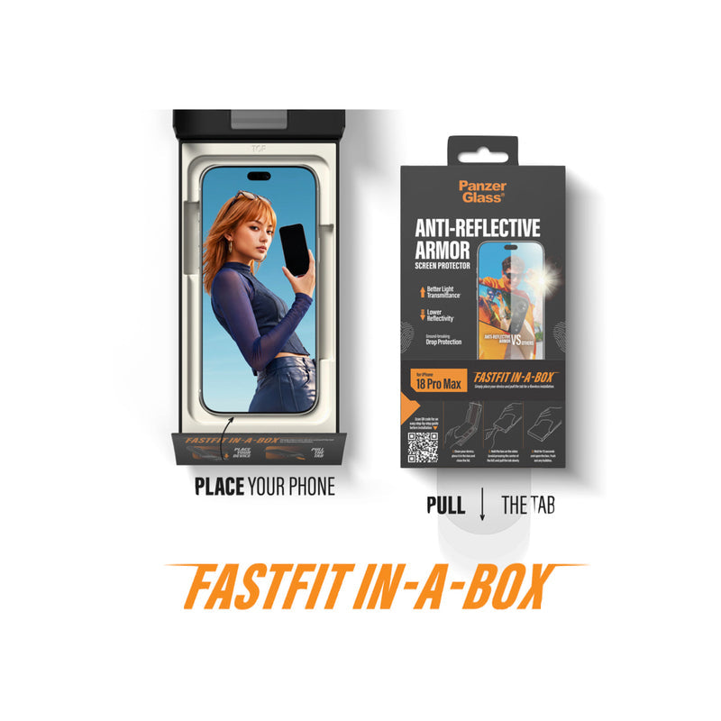 PanzerGlass Apple iPhone 18 Pro w. Fastfit In-A-Box - Anti-Reflective Armor