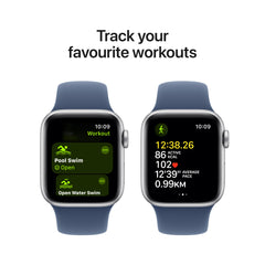Apple Watch SE GPS + Cellular 40mm Silver Aluminium Case with Denim Sport Band - M/L