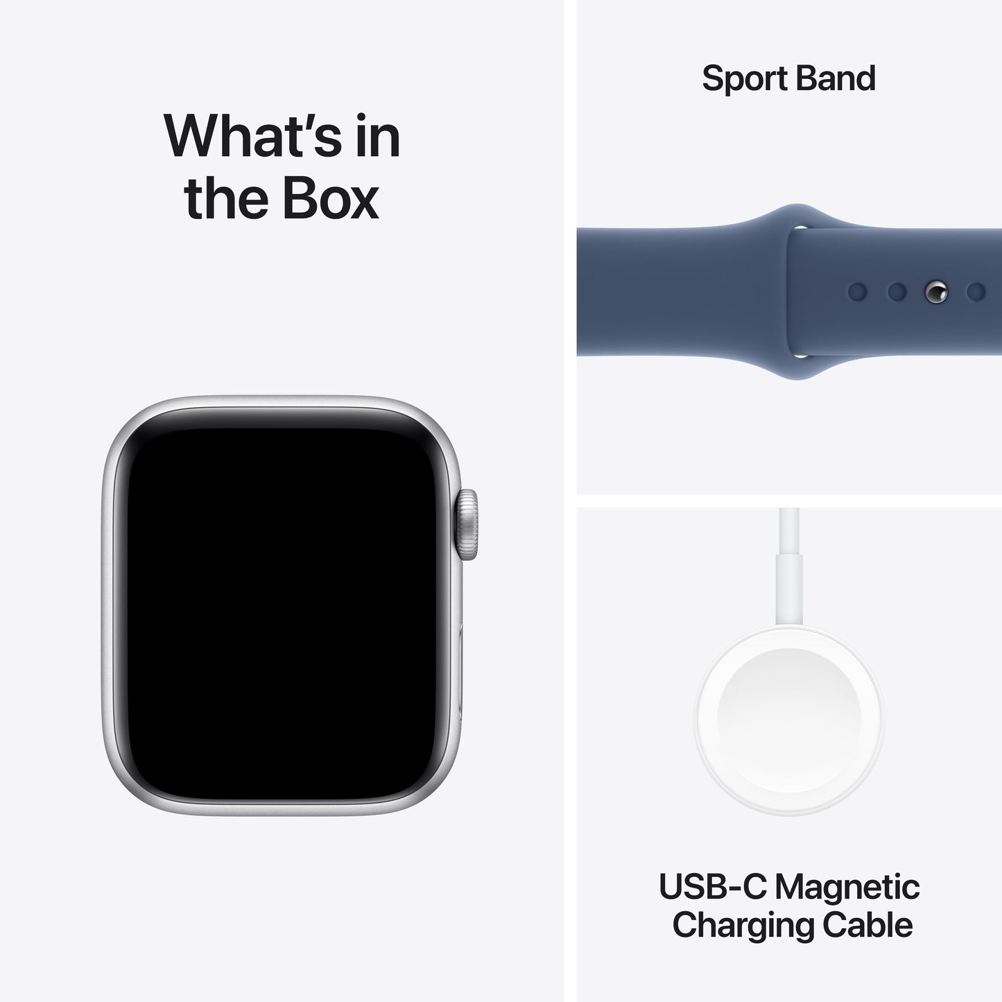 Apple Watch SE GPS 44mm Silver Aluminium Case with Denim Sport Band - M/L