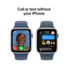Apple Watch SE GPS + Cellular 44mm Silver Aluminium Case with Denim Sport Band - M/L