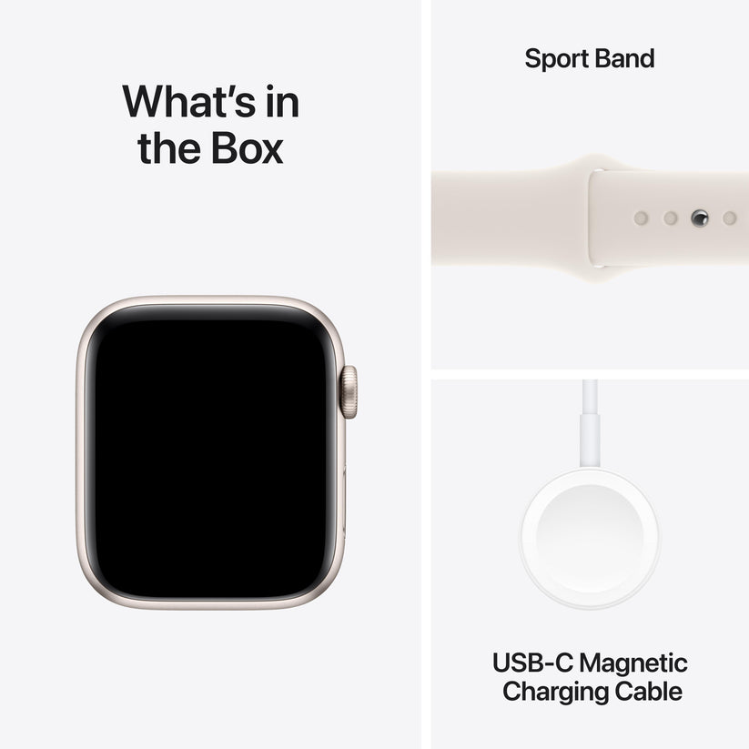 Apple Watch SE GPS + Cellular 44mm Starlight Aluminium Case with Starlight Sport Band - M/L