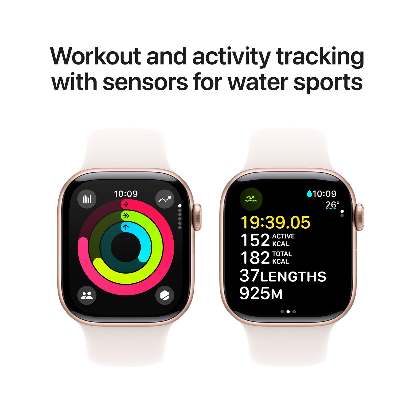 Apple Watch Series 10 GPS + Cellular 42mm Rose Gold Aluminium Case with Light Blush Sport Band - M/L