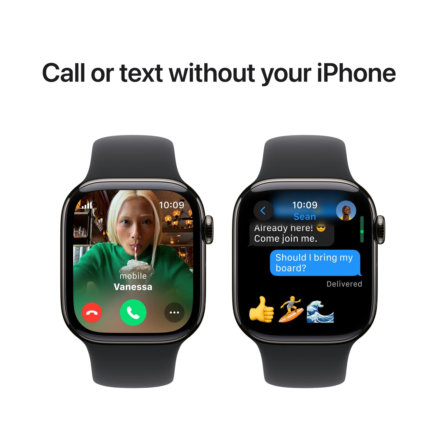 Apple Watch Series 10 GPS + Cellular 42mm Slate Titanium Case with Black Sport Band - M/L