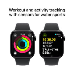 Apple Watch Series 10 GPS 46mm Jet Black Aluminium Case with Black Sport Band - M/L
