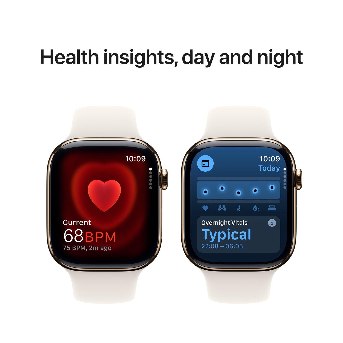 Apple Watch Series 10 GPS + Cellular 46mm Gold Titanium Case with Starlight Sport Band - S/M