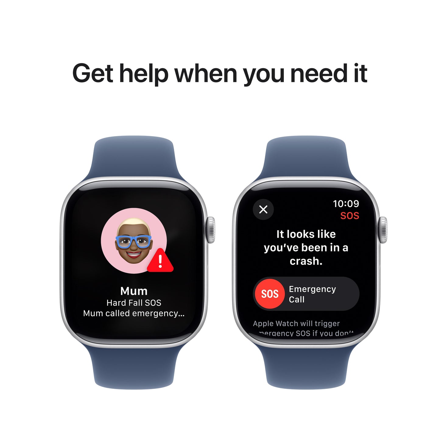 Apple Watch Series 10 GPS + Cellular 46mm Silver Aluminium Case with Denim Sport Band - M/L