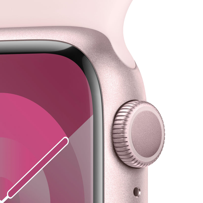 Apple Watch Series 9 GPS 41mm Pink Aluminium Case with Light Pink Sport Band - M/L