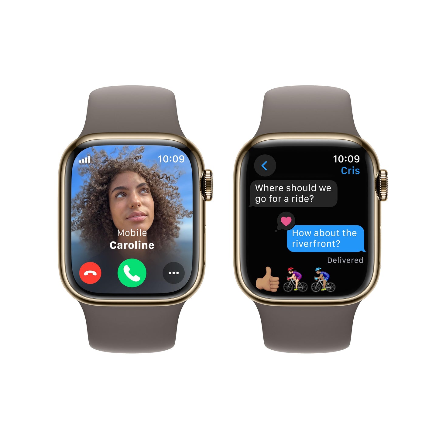 Apple Watch Series 9 GPS + Cellular 41mm Gold Stainless Steel Case with Clay Sport Band - M/L