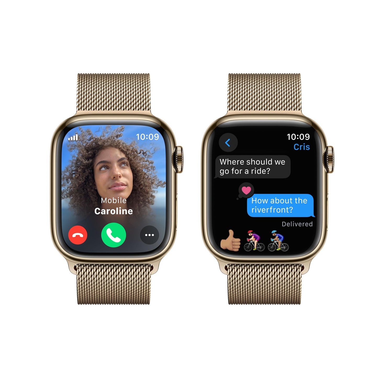Apple Watch Series 9 GPS + Cellular 41mm Gold Stainless Steel Case with Gold Milanese Loop