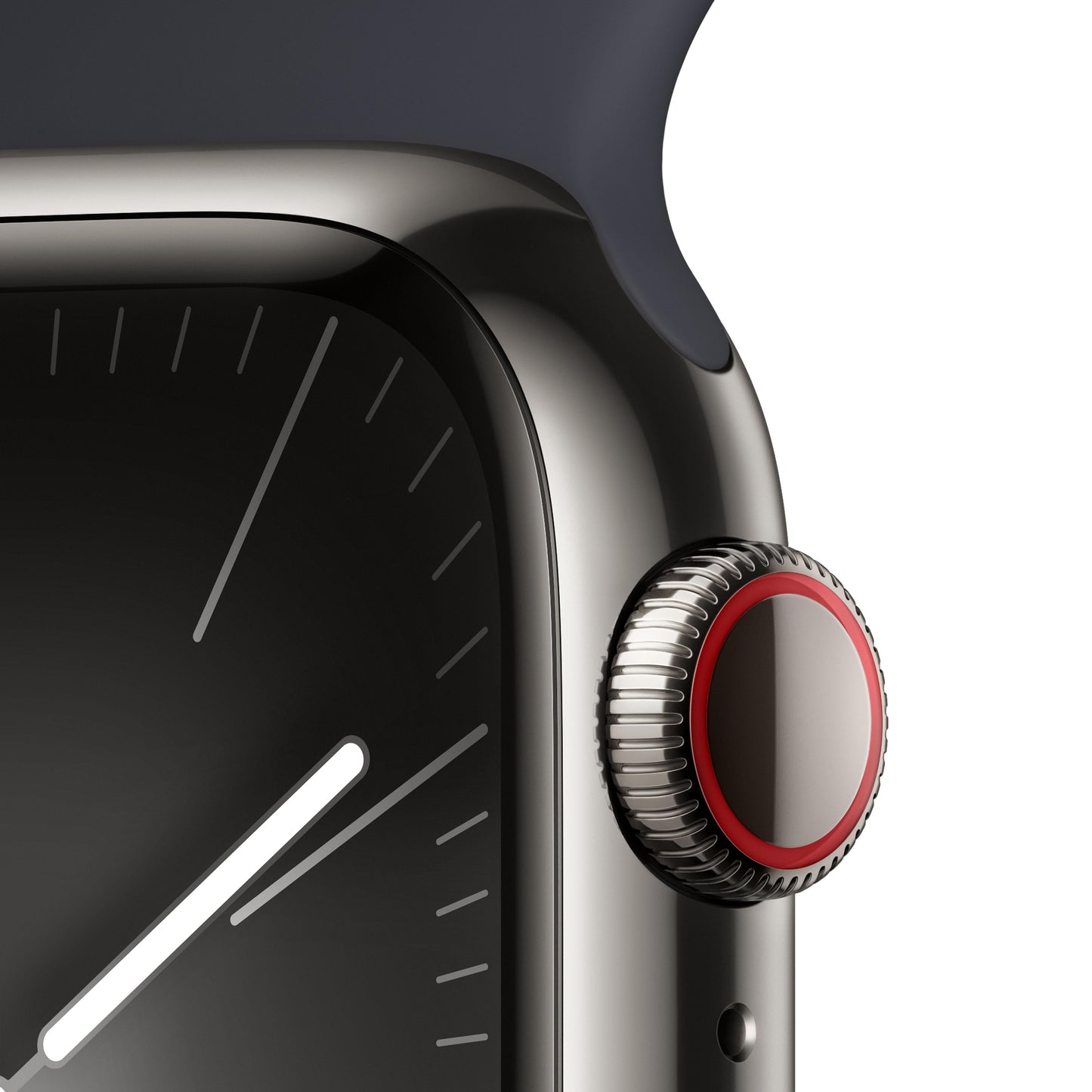 Apple Watch Series 9 GPS + Cellular 41mm Graphite Stainless Steel Case with Midnight Sport Band - M/L