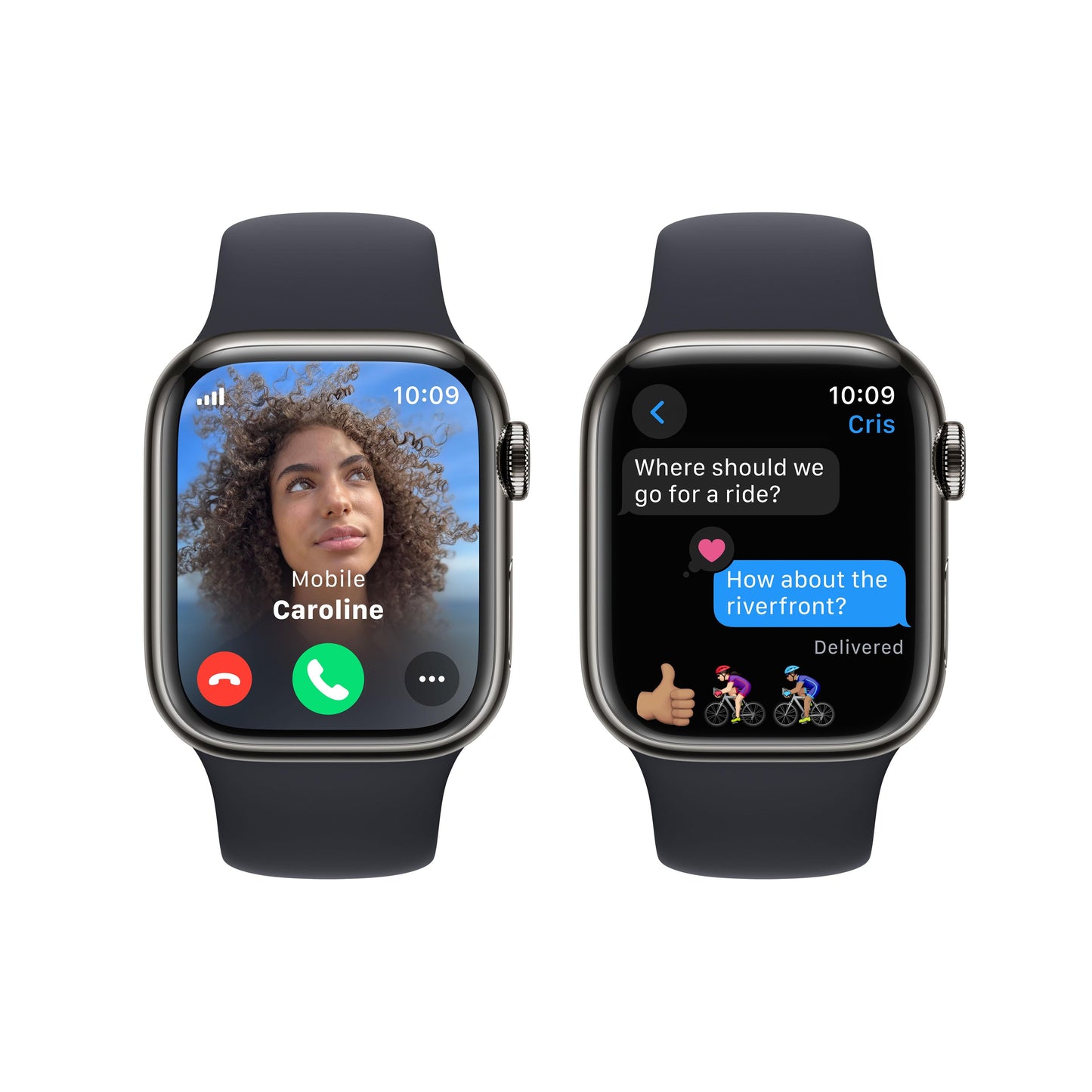 Apple Watch Series 9 GPS + Cellular 41mm Graphite Stainless Steel Case with Midnight Sport Band - M/L