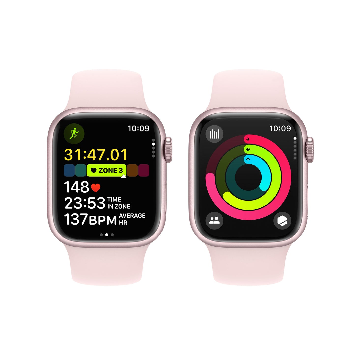 Apple Watch Series 9 GPS + Cellular 41mm Pink Aluminium Case with Light Pink Sport Band - S/M