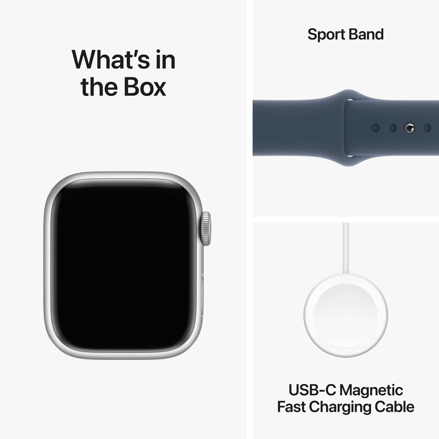 Apple Watch Series 9 GPS + Cellular 41mm Silver Aluminium Case with Storm Blue Sport Band - M/L