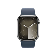 Apple Watch Series 9 GPS + Cellular 41mm Silver Stainless Steel Case with Storm Blue Sport Band - S/M