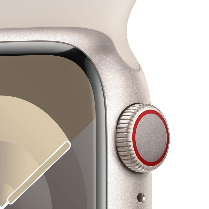 Apple Watch Series 9 GPS + Cellular 41mm Starlight Aluminium Case with Starlight Sport Band - M/L