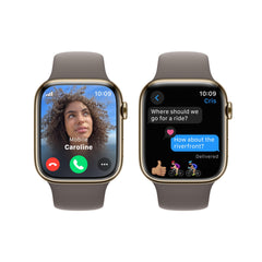 Apple Watch Series 9 GPS + Cellular 45mm Gold Stainless Steel Case with Clay Sport Band - S/M