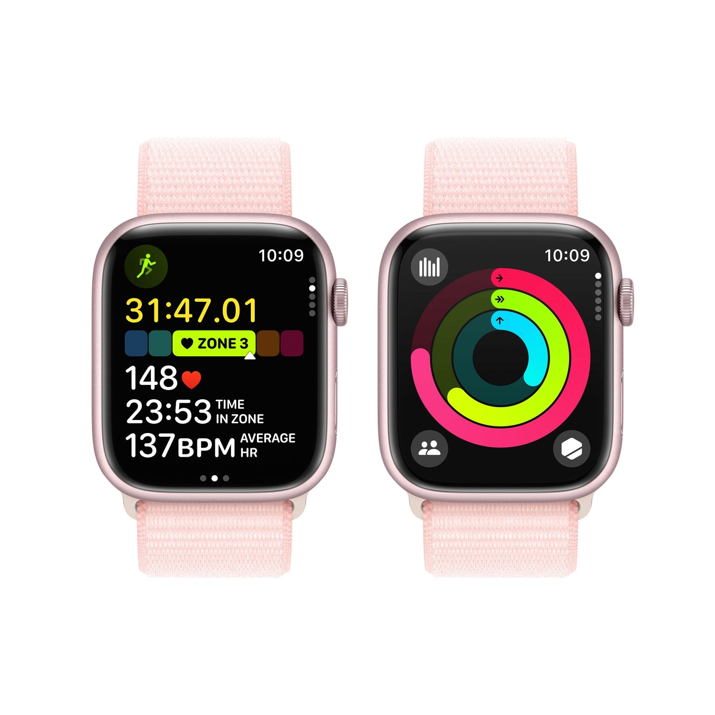 Apple Watch Series 9 GPS + Cellular 45mm Pink Aluminium Case with Light Pink Sport Loop