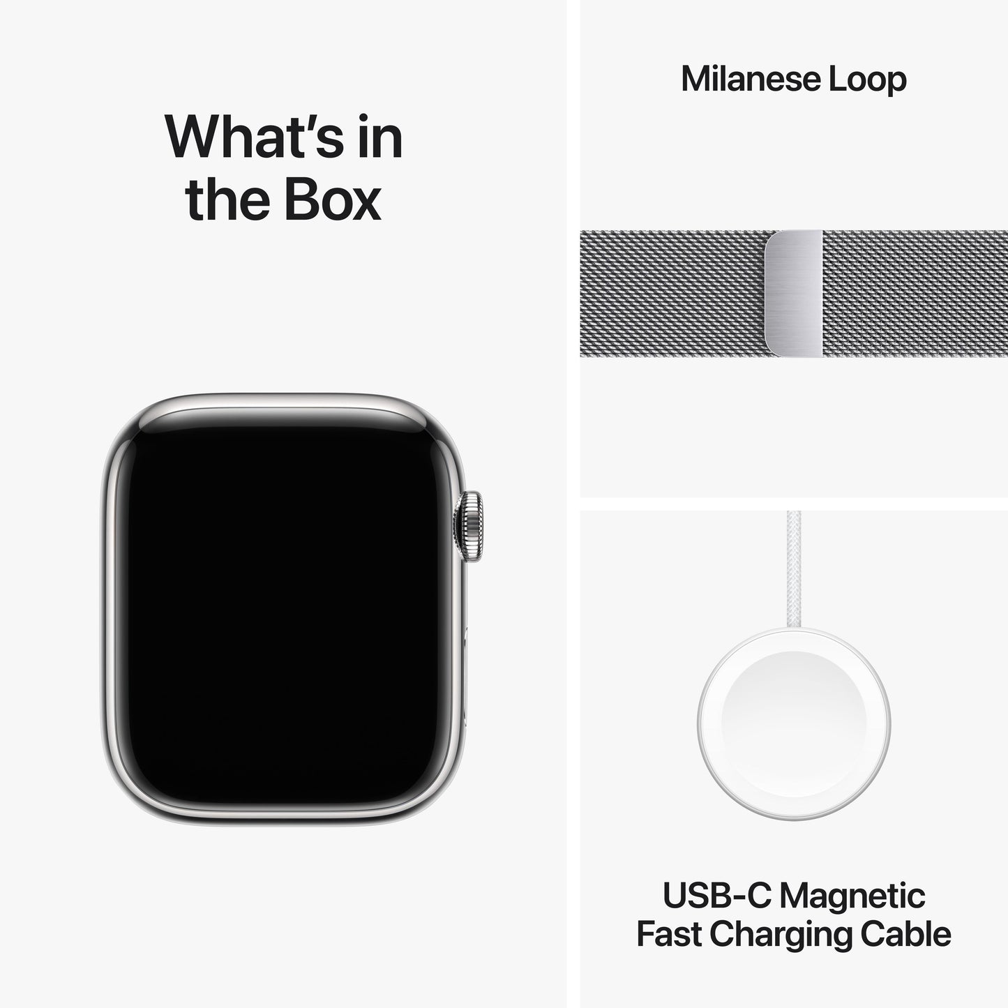Apple Watch Series 9 GPS + Cellular 45mm Silver Stainless Steel Case with Silver Milanese Loop