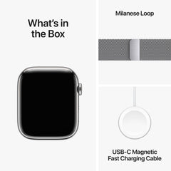 Apple Watch Series 9 GPS + Cellular 45mm Silver Stainless Steel Case with Silver Milanese Loop